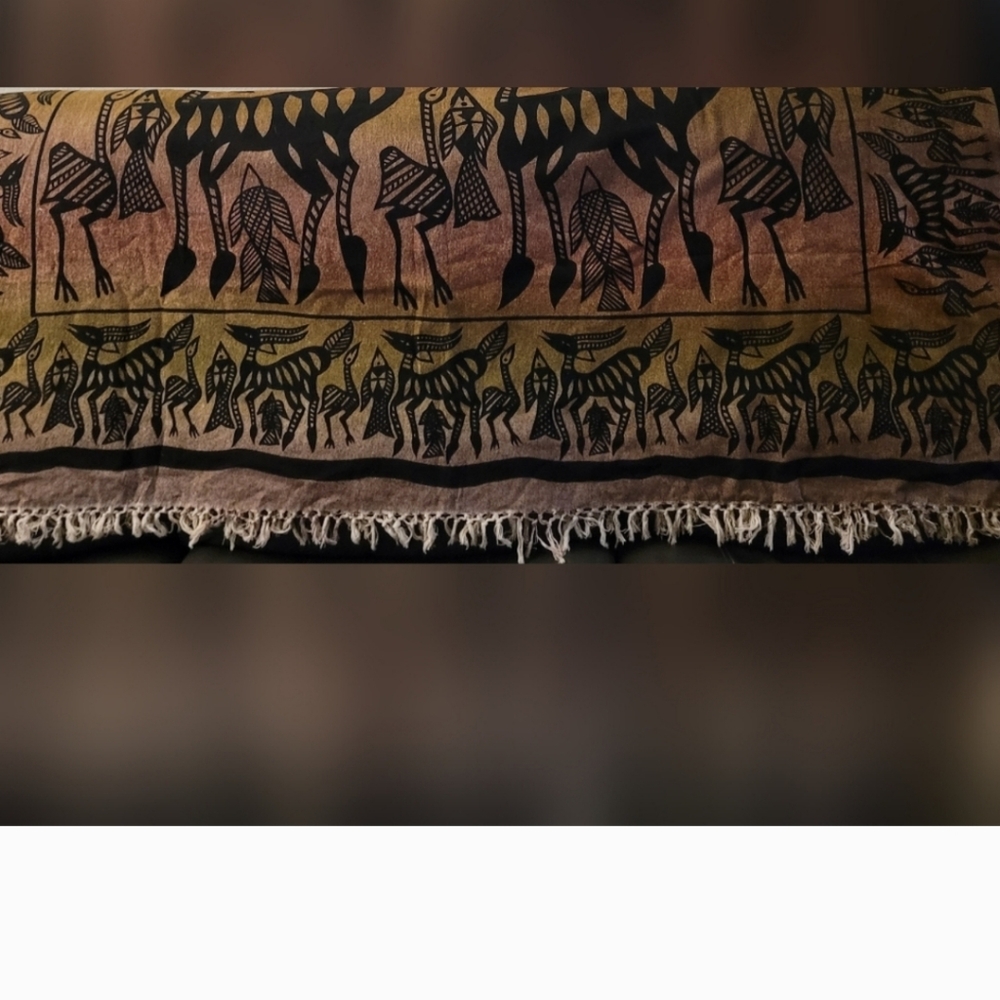 Vintage Ethnic Jungle Animal Korhogo Throw/Coverlet - Picture 3 of 4